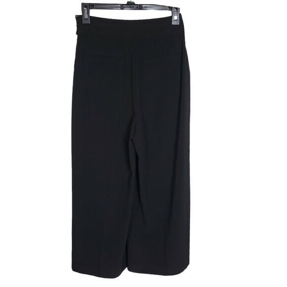 Jennifer Lopez Womens Pants Size 2 Black Cropped Dress Buckles Wide Leg Pockets - Picture 2 of 12